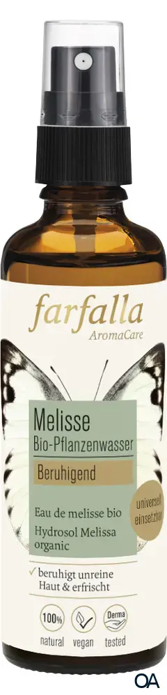 Farfalla Melisse, Bio-Pflanzenwasser, beruhigend Farfalla Melisse, Bio-Pflanzenwasser, beruhigend