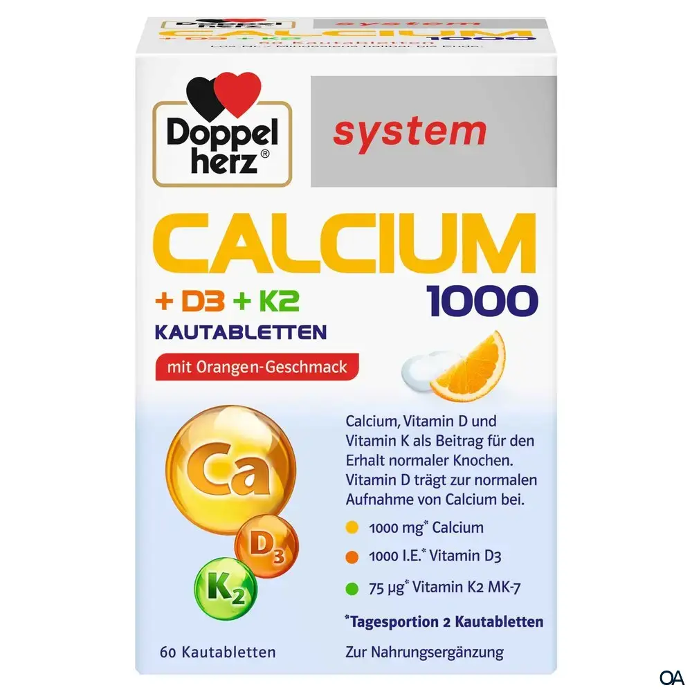 Doppelherz system Calcium 1000 + D3 + K2 Kautabletten
