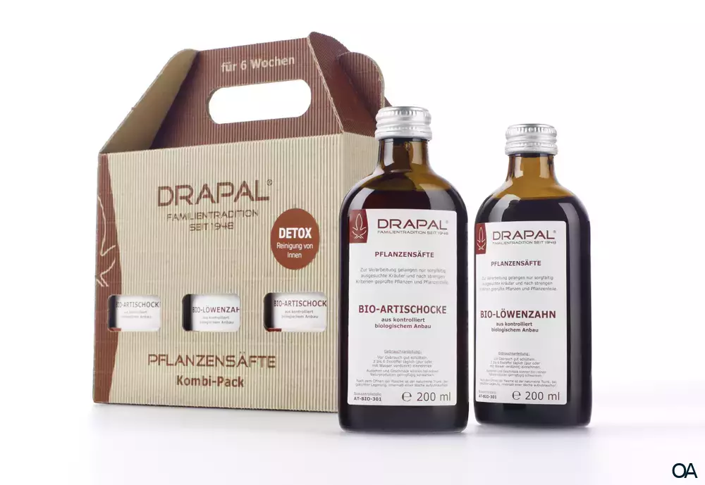 DRAPAL® Pflanzensäfte Kombi-Pack - DETOX Reinigung von Innen 6 x 200 ml