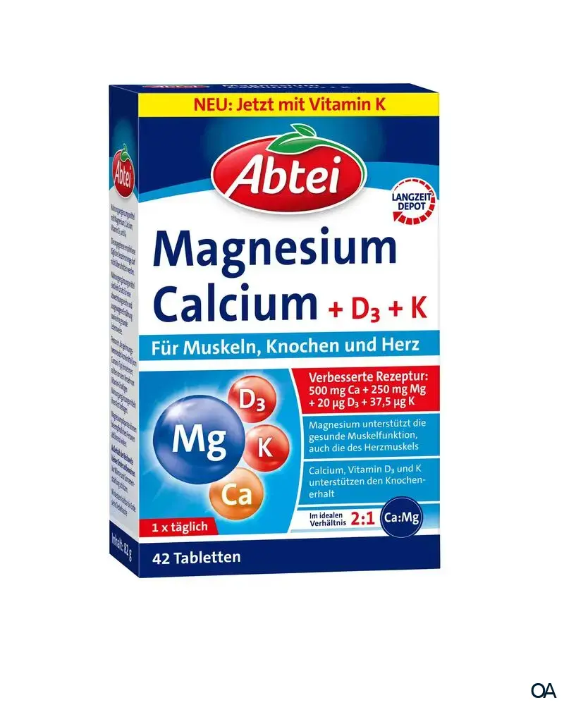 Abtei Magnesium + Calcium + D3 + K Tabletten