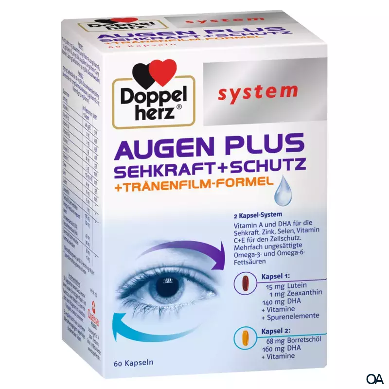 Doppelherz system AUGEN PLUS SEHKRAFT + SCHUTZ + Tränenfilm-Formel Kapseln