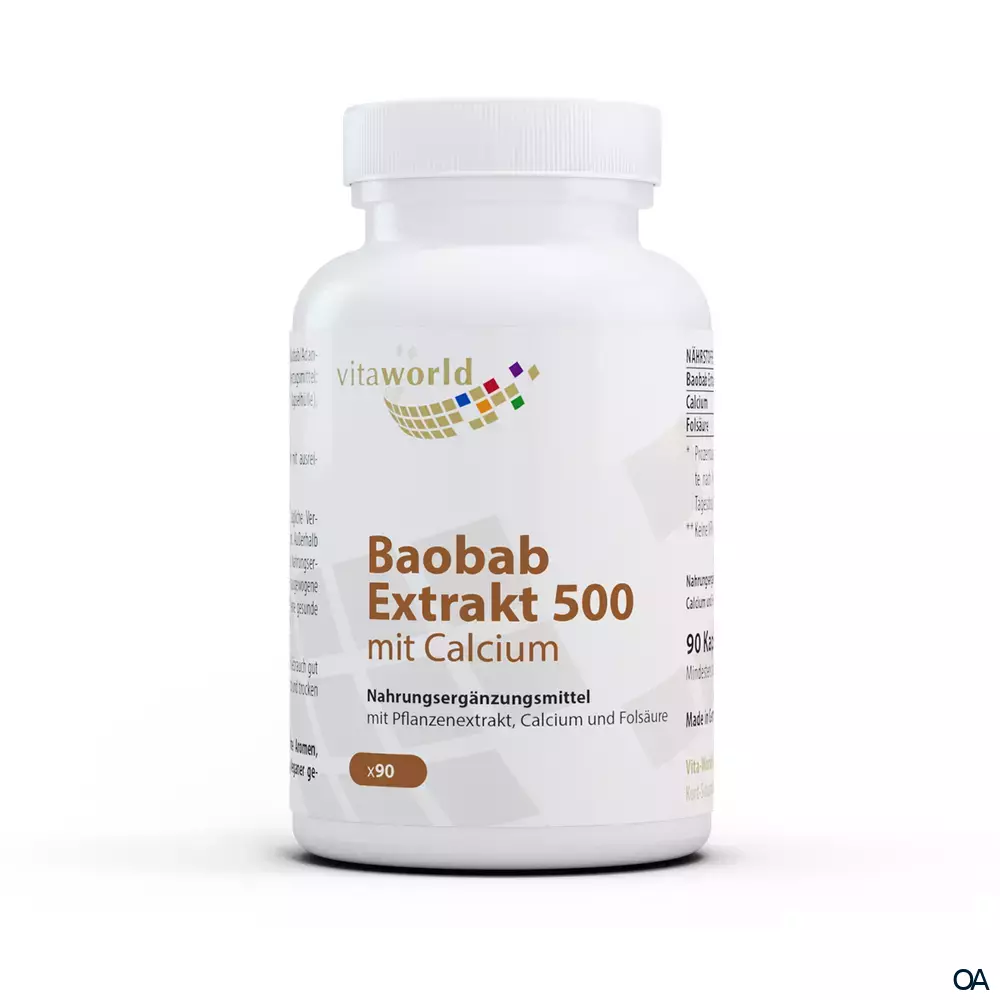 Vitaworld Baobab Extrakt 500 mit Calcium Kapseln