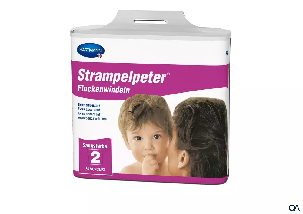 Strampelpeter® Flockenwindeln - Weiß/Lila, Saugstärke 2, 35 x 11 cm