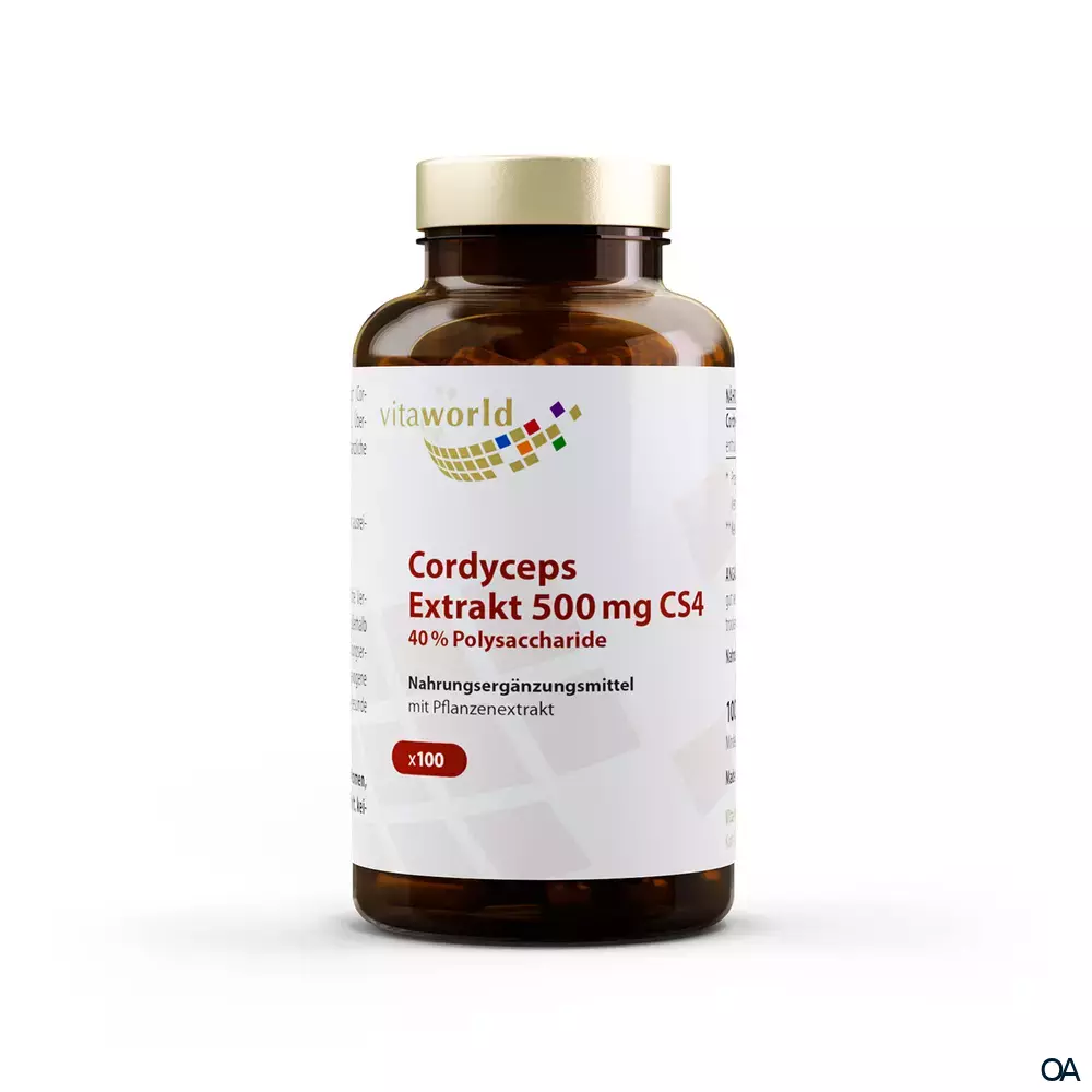 Vitaworld Cordyceps Extrakt CS4 500 mg 40% Polysaccharide Kapseln