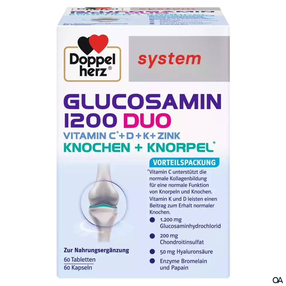 Doppelherz system GLUCOSAMIN 1200 DUO KNOCHEN + KNORPEL Tabletten & Kapseln