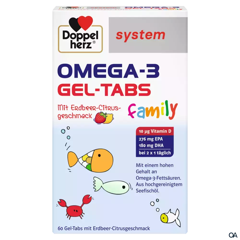 Doppelherz system OMEGA-3 family Gel-Tabs Erdbeer-Citrus