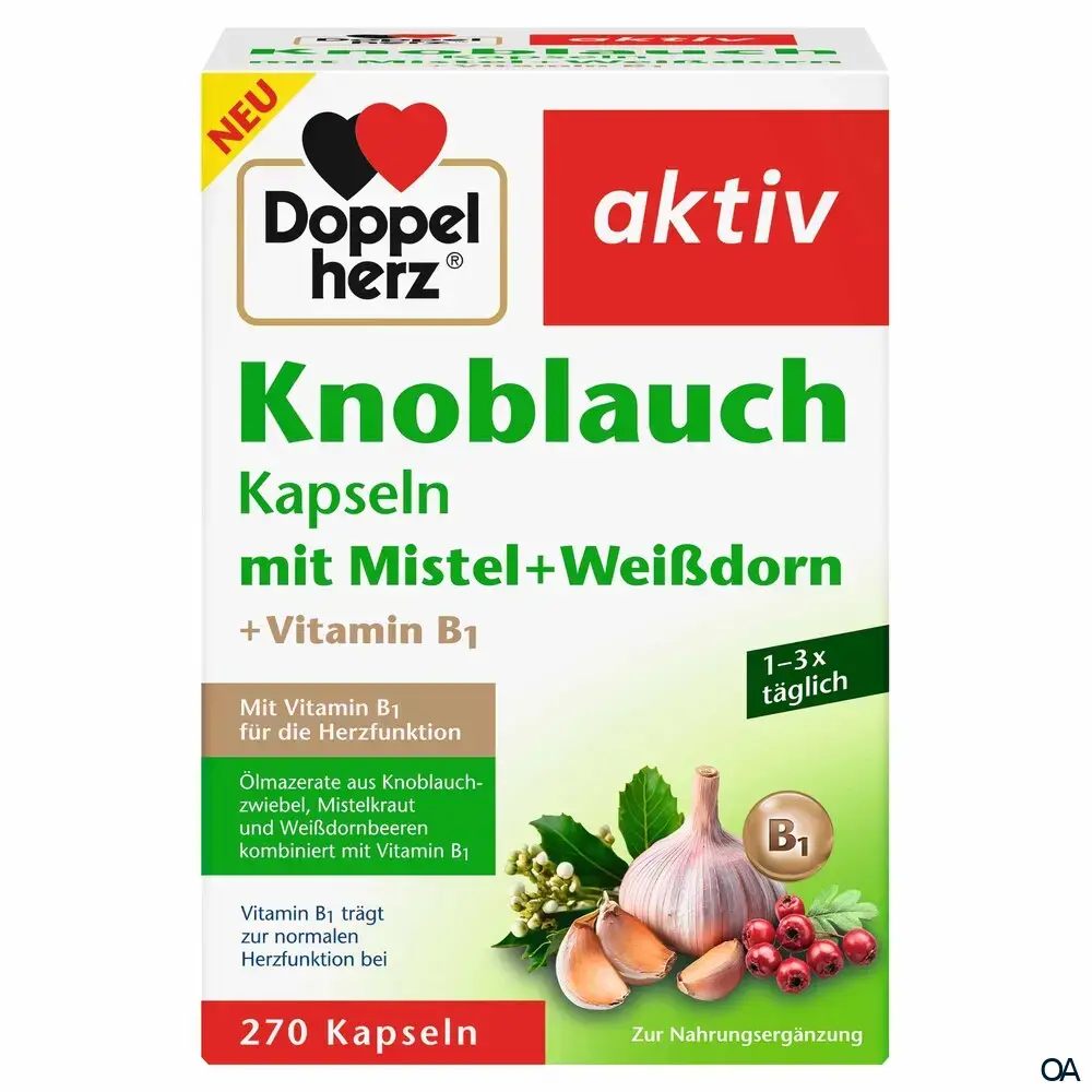 Doppelherz aktiv Knoblauch Kapseln mit Mistel + Weißdorn + Vitamin B1