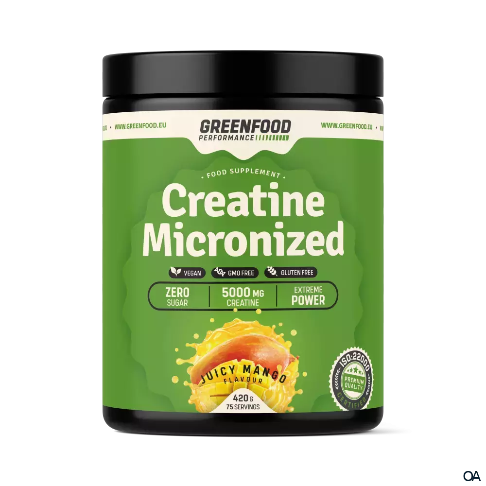 GreenFood Nutrition Performance Creatine Micronized Pulver Juicy Mango GreenFood Nutrition Performance Creatine Micronized Pulver Juicy Mango
