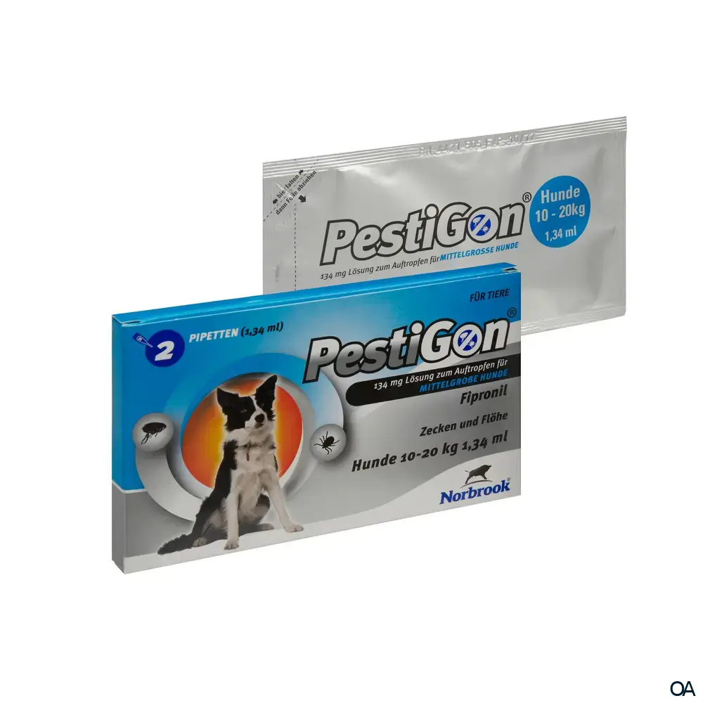 Pestigon 134 mg Lösung zum Auftropfen für mittelgroße Hunde Pestigon 134 mg Lösung zum Auftropfen für mittelgroße Hunde