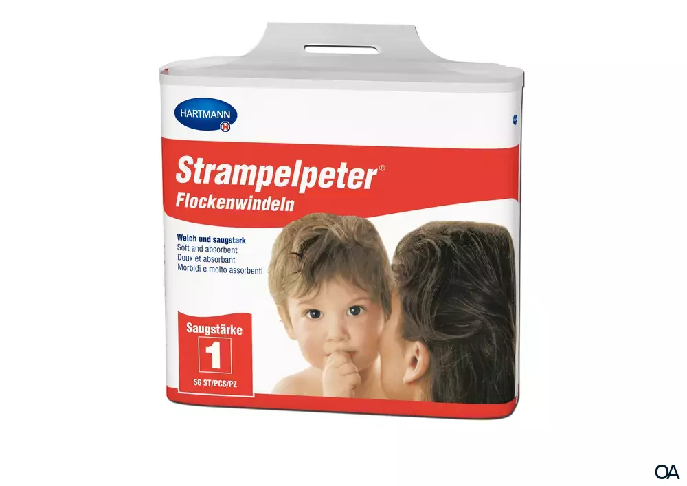 Strampelpeter® Flockenwindeln - Weiß/Rot, Saugstärke 1, 35 x 11 cm