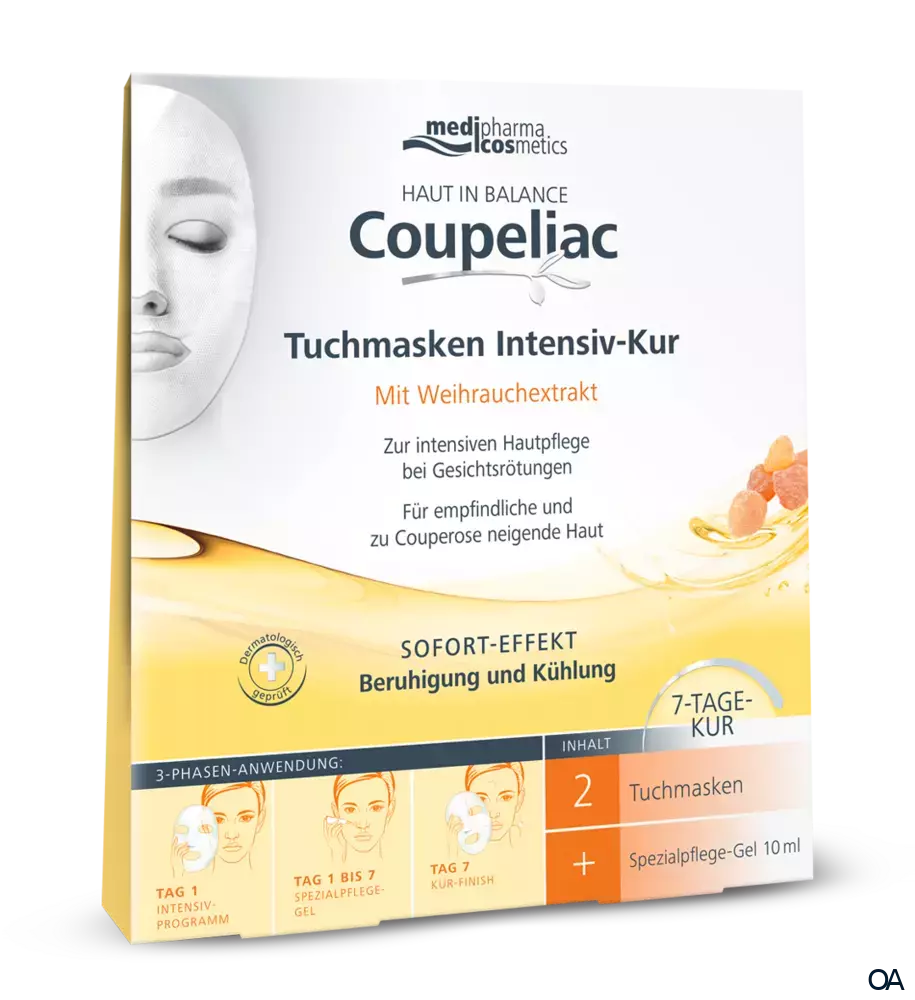 medipharma cosmetics Haut in Balance Coupeliac Tuchmasken Intensiv-Kur