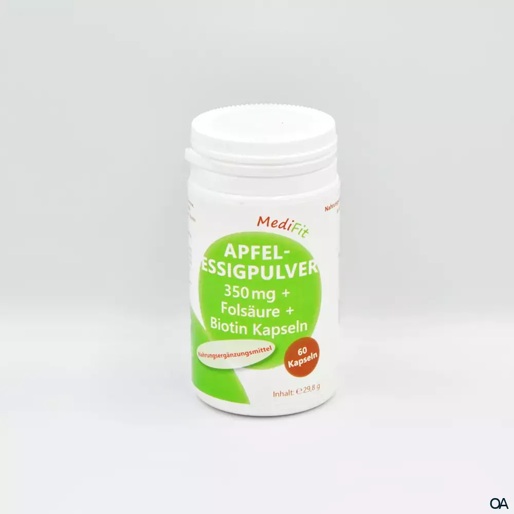 MediFit Apfelessigpulver 350 mg + Folsäure + Biotin Kapseln