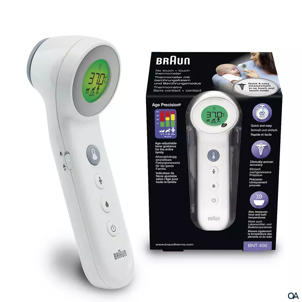 Braun No touch + touch Stirnthermometer mit Age Precision® BNT400