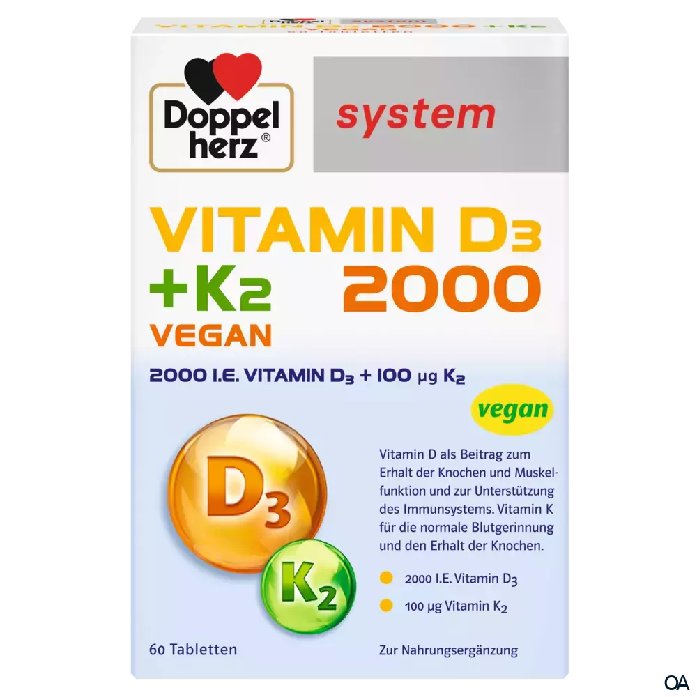 Doppelherz system VITAMIN D3 2000 + K2 VEGAN Tabletten