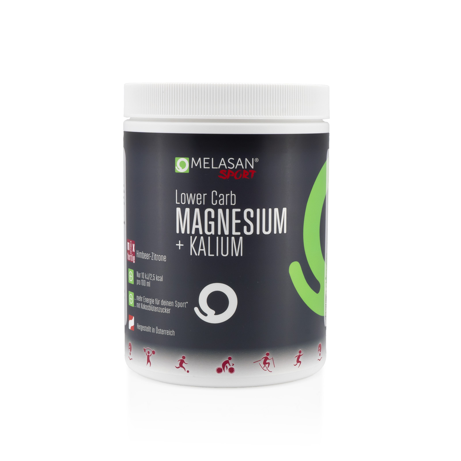 Melasan Sport Sportgetränk Lower Carb Magnesium + Kalium Pulver Himbeere-Zitrone