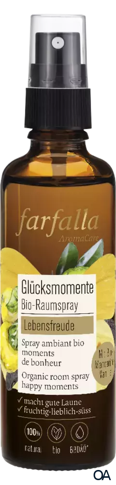 Farfalla Glücksmomente Bio-Raumspray, Lebensfreude, Vanille-Mandarine