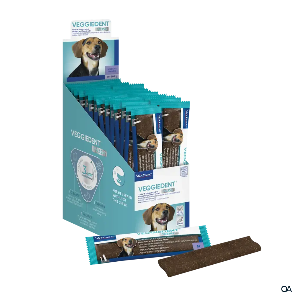 Veggiedent Fr3sh Single M - Kaustreifen für Hunde von 10 bis 30 kg Körpergewicht