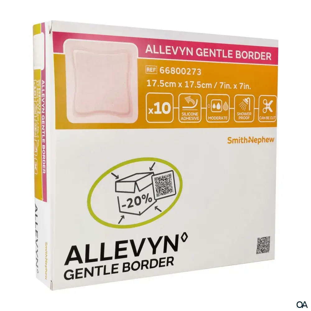 ALLEVYN GENTLE BORDER haftender Wundverband steril, 17,5 x 17,5 cm