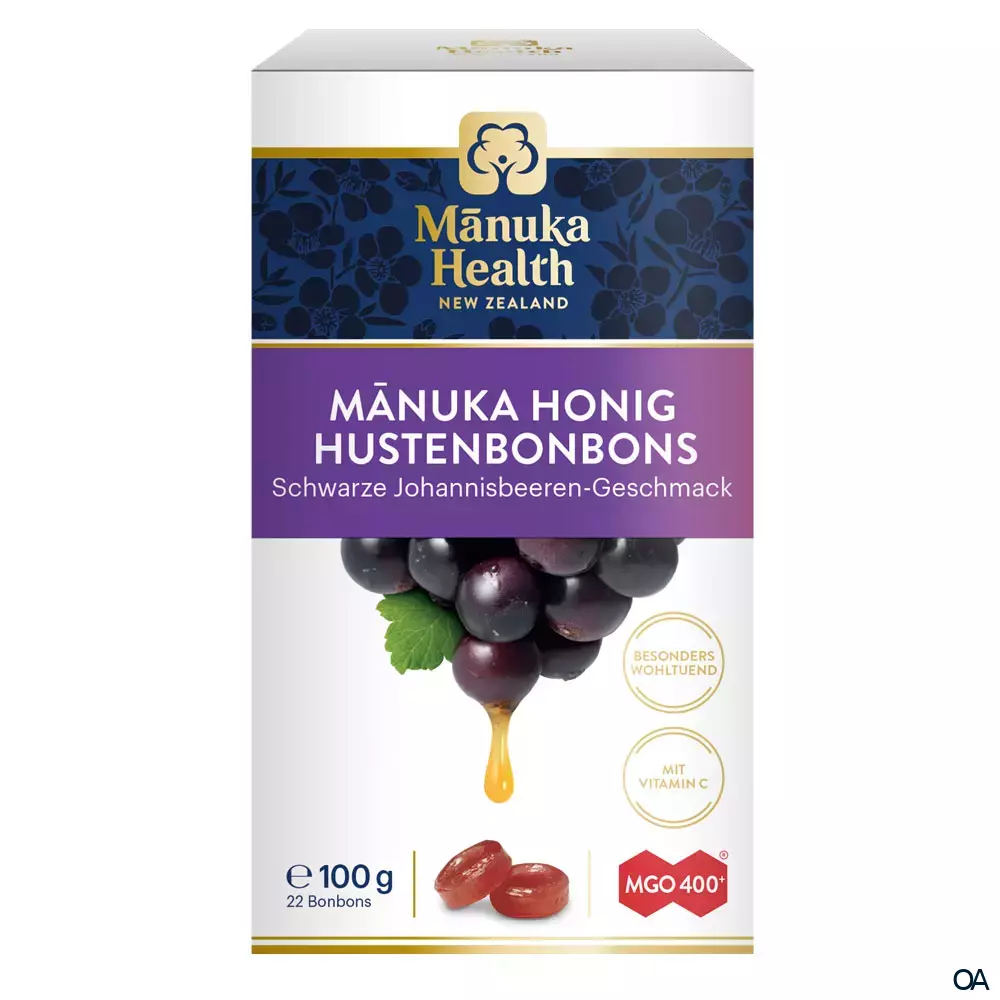 Mānuka Health Hustenbonbons schwarze Johannisbeere MGO 400+