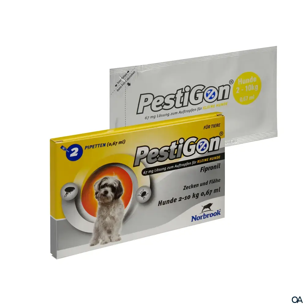 Pestigon 67 mg Lösung zum Auftropfen für kleine Hunde Pestigon 67 mg Lösung zum Auftropfen für kleine Hunde