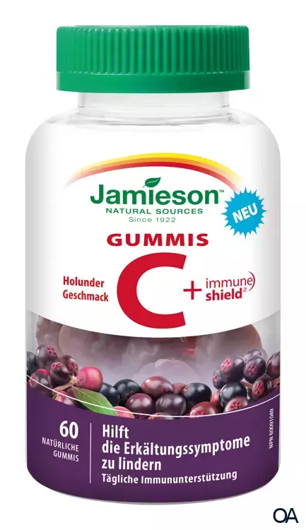 Jamieson Vitamin C (125 mg) + Immun Schild-Gummis Schwarzer Holunder