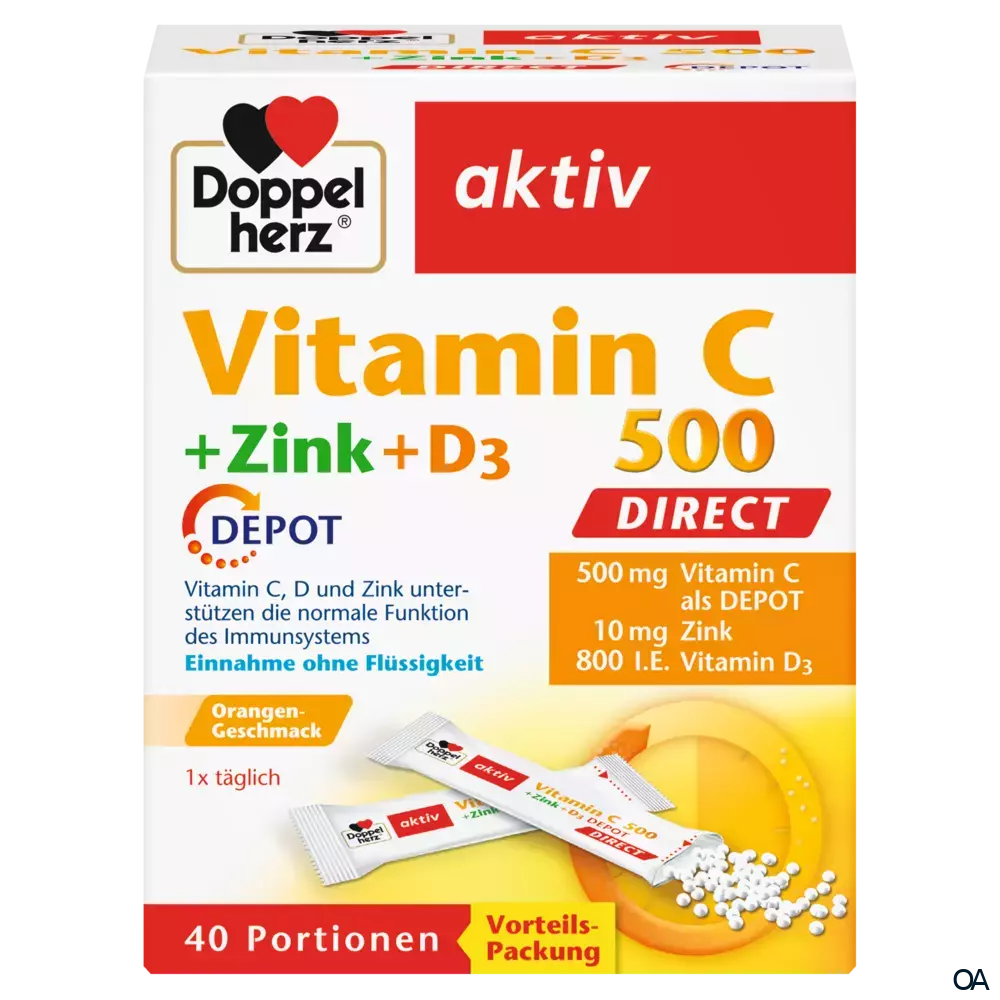 Doppelherz aktiv Vitamin C 500 DIRECT + Zink + D3 DEPOT Sticks