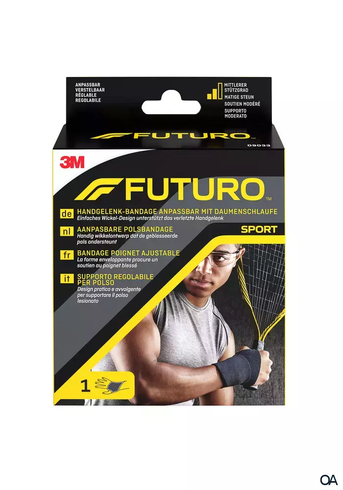 3M FUTURO™ Handgelenk-Bandage anpassbar mit Daumenschlaufe 09033, Verstellbar SPORT (11.4 - 24.1 cm)