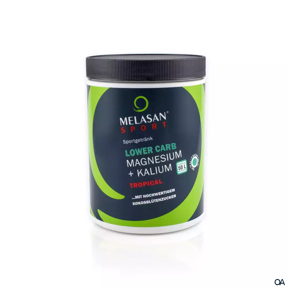 Melasan Sport Sportgetränk Lower Carb Magnesium + Kalium Pulver Tropical