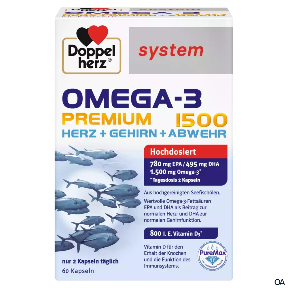 Doppelherz system OMEGA-3 PREMIUM 1500 HERZ + GEHIRN + ABWEHR Kapseln