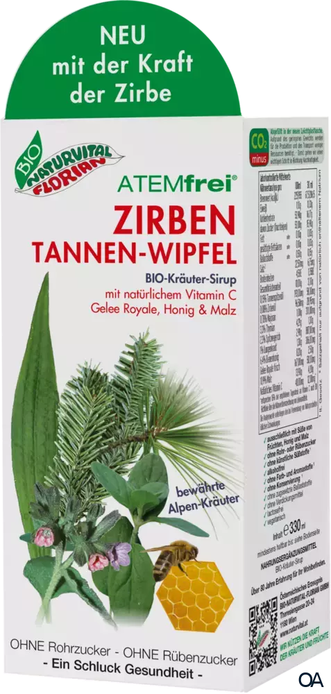 Bio Naturvital Florian Atemfrei Zirben Tannenwipfel Bio Kräuter-Sirup