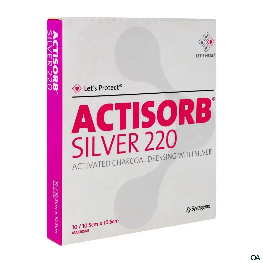 3M™ Actisorb™ Silver 220 Silber-Aktivkohleverband steril, 10,5 x 10,5 cm